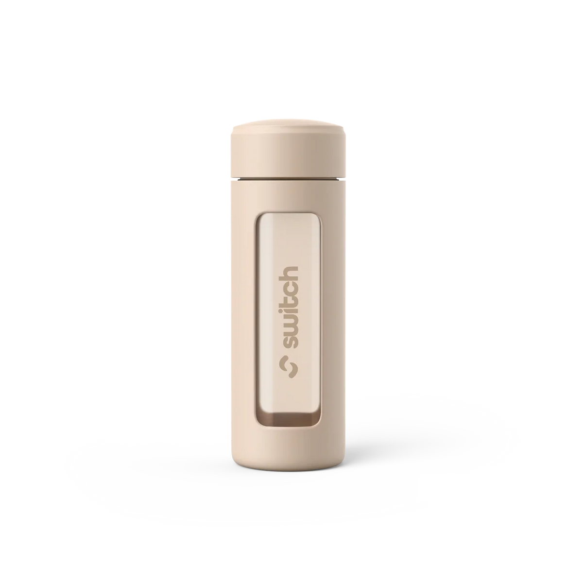 Switch Nutrition Glass Water Bottle with Tea Strainer 460ml Beige