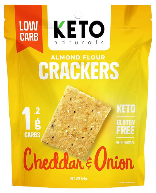 Keto Naturals Cheddar & Onion Almond Flour Crackers 64g
