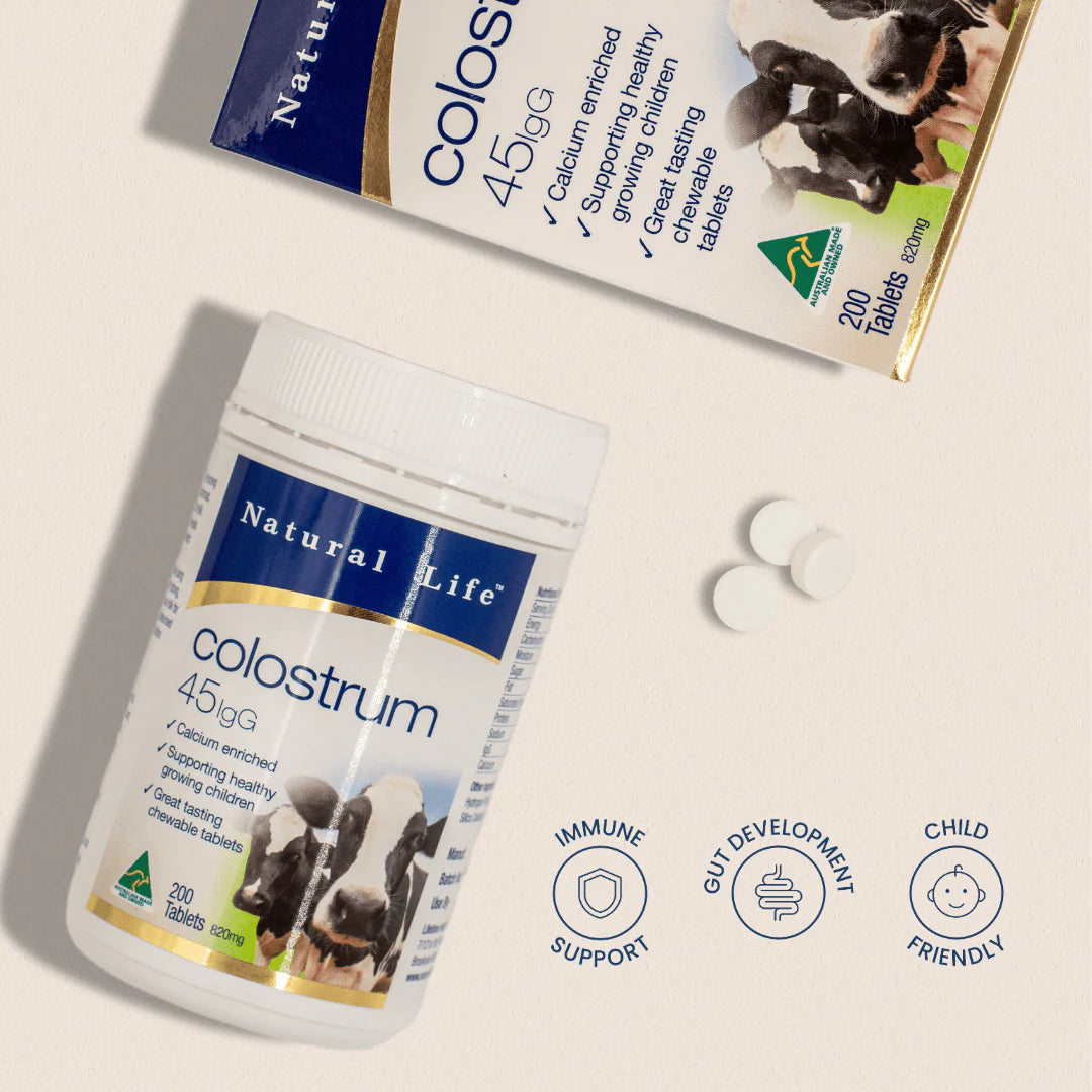 Natural Life Colostrum 45mg IgG 200 Chewable Capsules