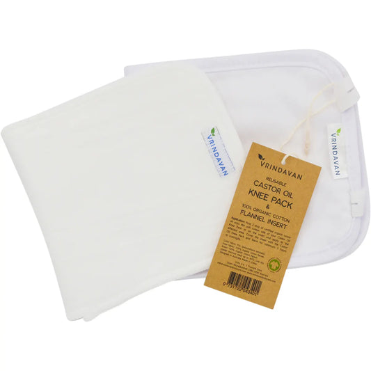 Castor Oil Knee & Elbow Pack Organic Flannel Insert and Inner Fabric - White