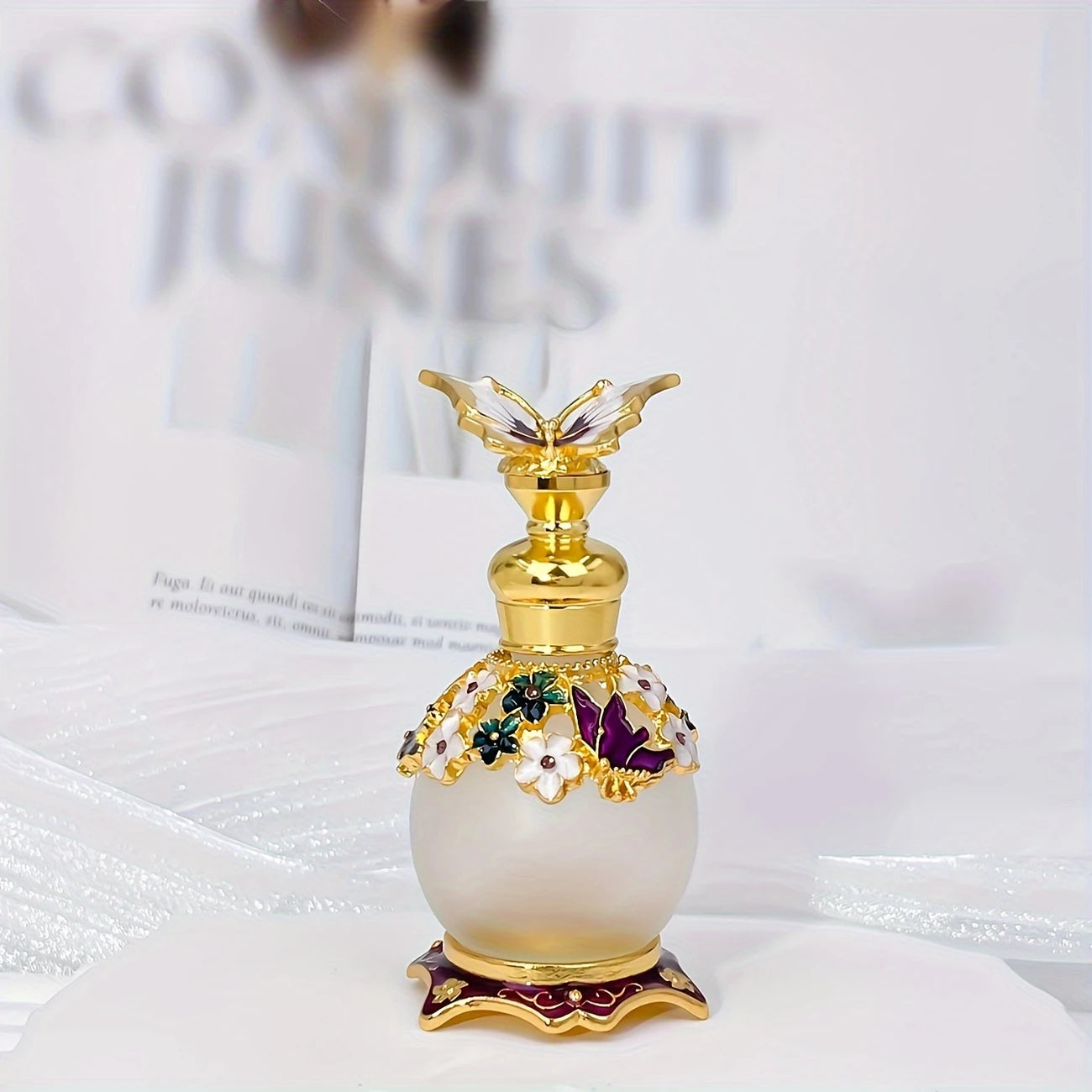 Exquisite Purple Butterfly Oil Perfume Glass Bottle 15ml - Great for gifting