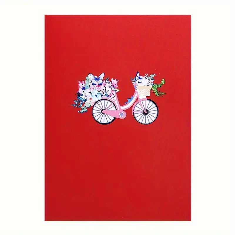 Charming 3D Pop-Up Butterfly & Vintage Bicycle Greeting Card – Perfect for Any Special Occasion