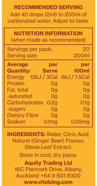 VITAL ZING Soda Drops Ginger Beer 40ml