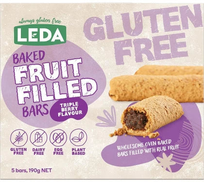 Leda Baked Fruit Filled Bars Triple Berry Multipack 190g Box (5 x 38g)