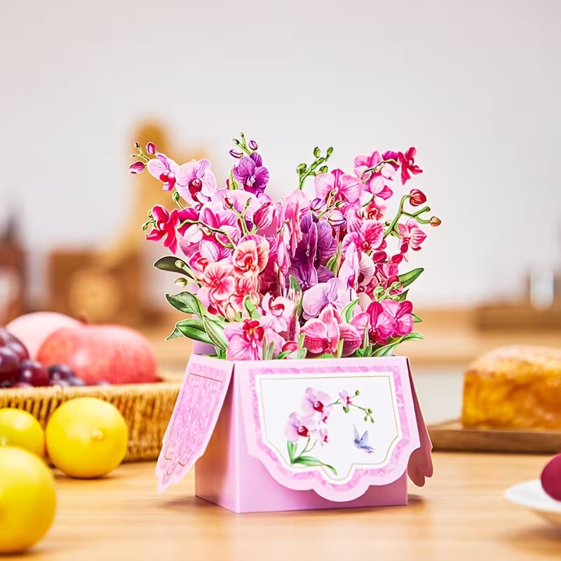 3D Floral Pop-Up Card – Beautiful Pink & Purple Flower Design | Perfect for All Occasions