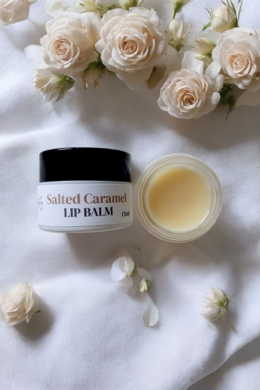 Hand Poured Nourishing Lip Balm: Salted Caramel 15ml - Almond Oil & Shea Butter