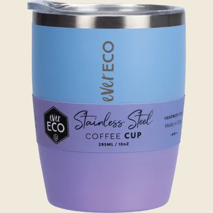 Ever Eco Insulated Stainless Steel Tumbler Coffee Cup Hot or Cold drinks - Balance Blue Purple 295ml