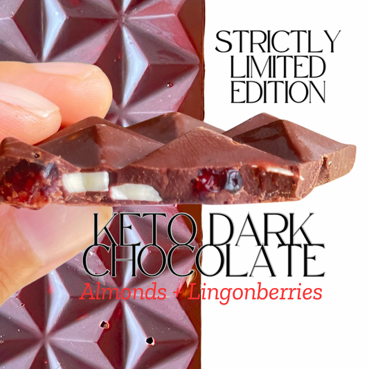 Keto Dark Chocolate - Almond & Lingonberries 80g - Limited Edition