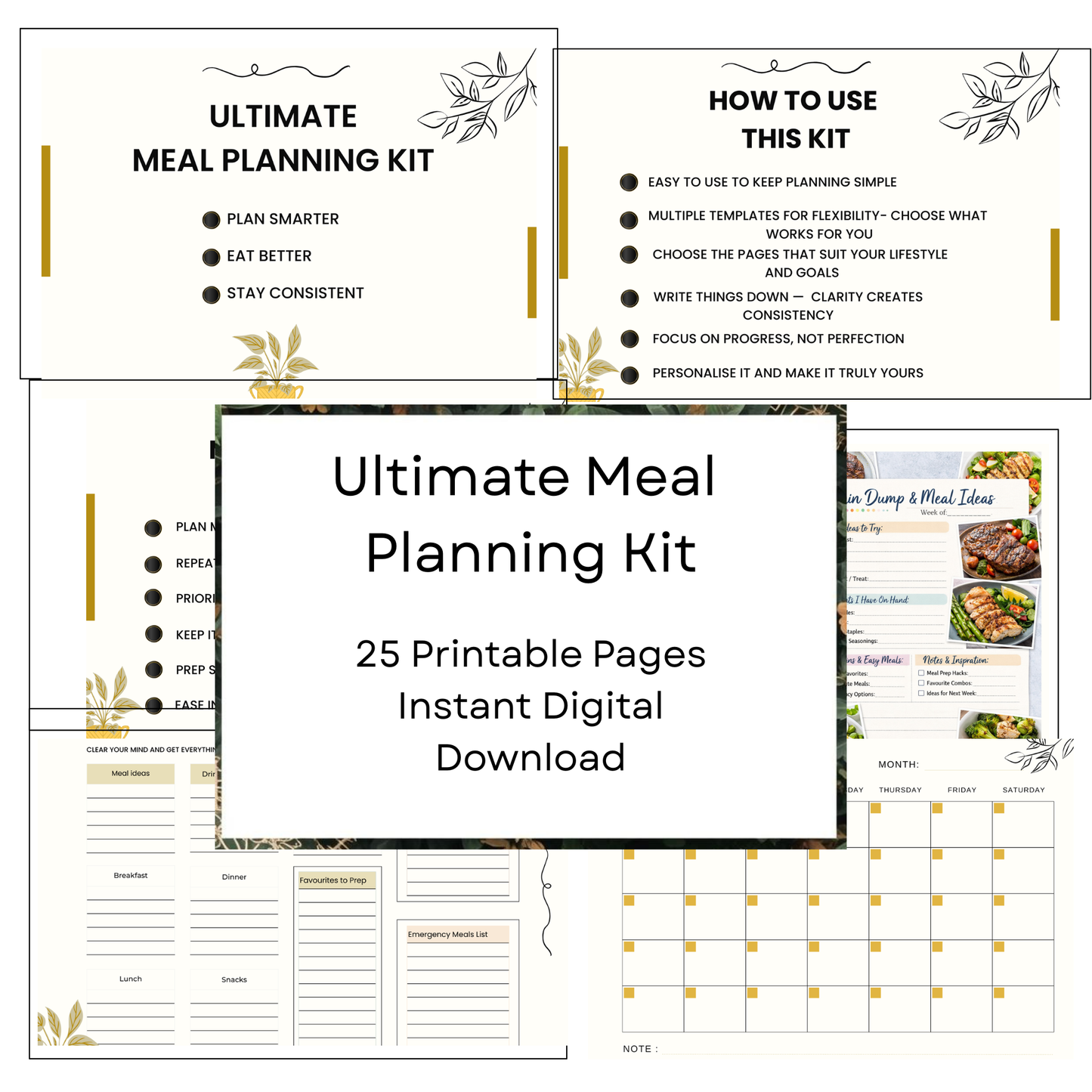 Ultimate Meal Planning Kit - 25 Pages – Printable + Digital Friendly