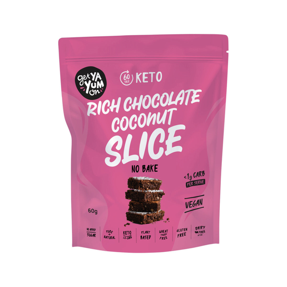 Get ya yum on Rich Chocolate Coconut Slice no bake 60g