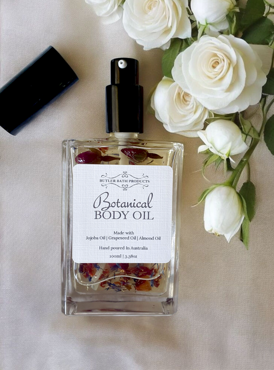 Botanical Rose, Cornflower and Calendula Body Oil -  Jojoba Oil - Almond Oil - Grapeseed Oil 100ml