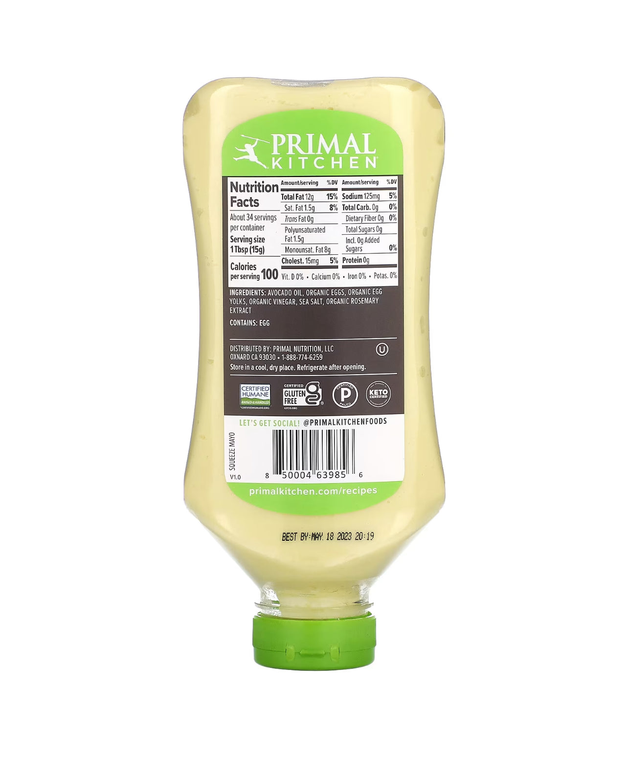 Primal Kitchen Avocado Oil Mayo – Squeeze Bottle 503ml Mayonnaise