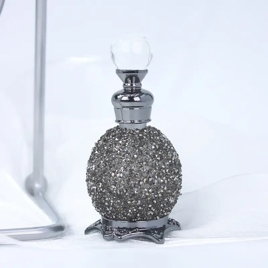 Classy Black 15ml Rhinestone Decorated Empty Essential Oil Perfume Bottle
