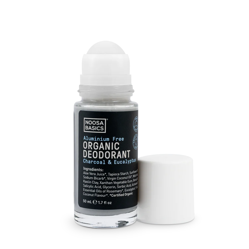 Noosa Basics Roll On Deodorant Eucalyptus and Activated Charcoal 50ml