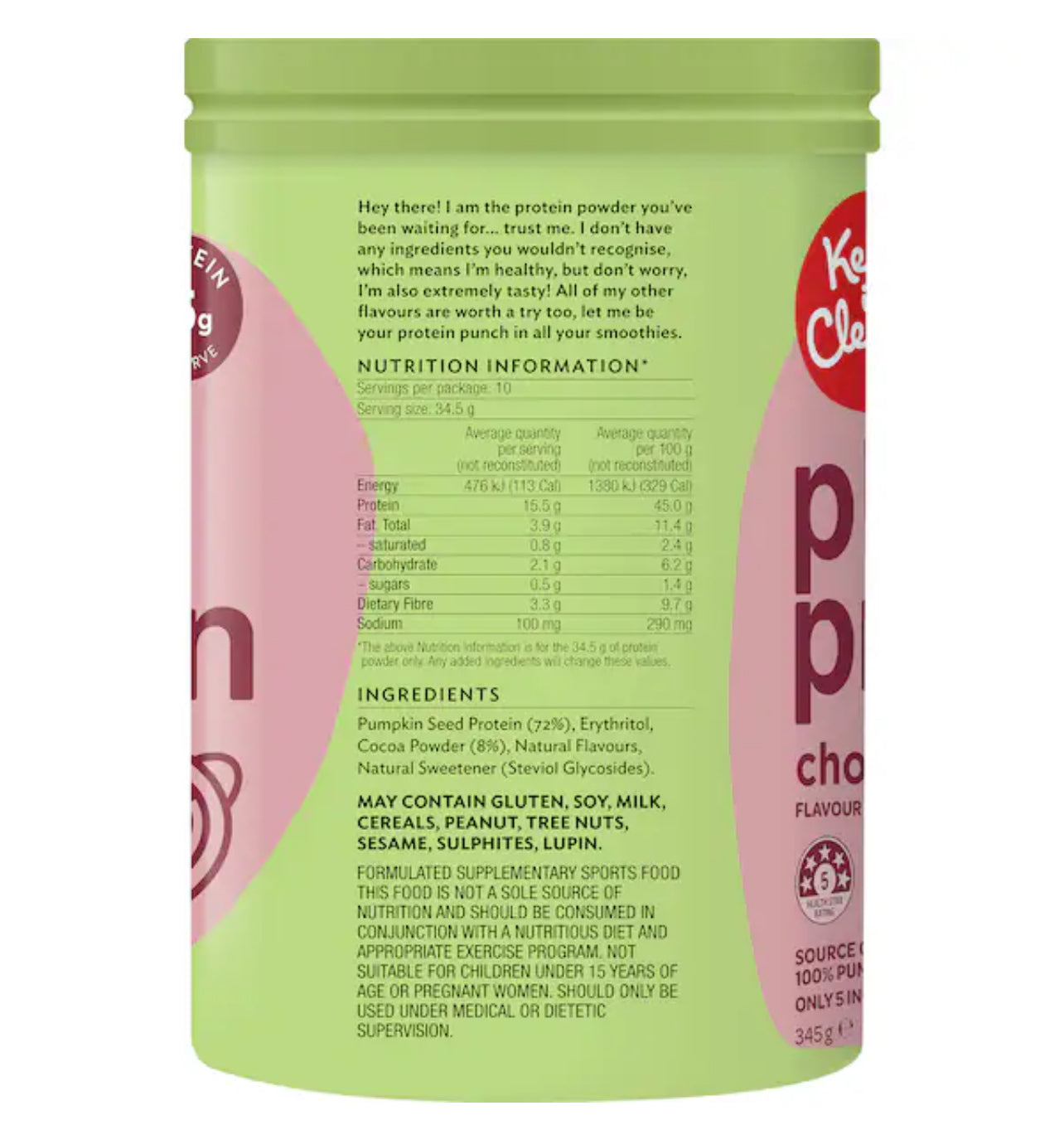 Keep It Cleaner Chocolate Plant Protein Powder 345g