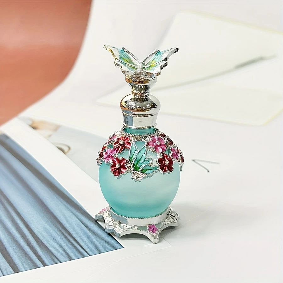 Exquisite Blue Butterfly Oil Perfume Glass Bottle 15ml - Great for gifting