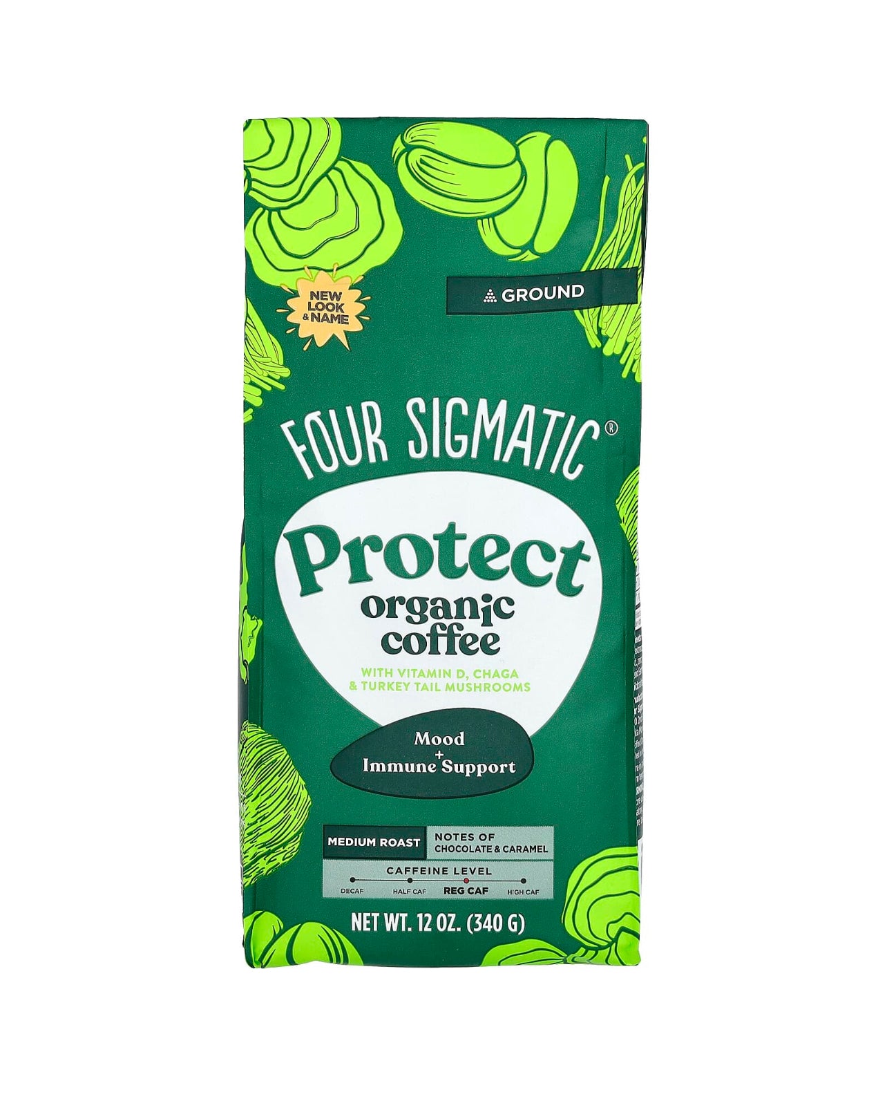 Four Sigmatic Organic Coffee Vitamin D & Turkey Tail Protect Ground Coffee for drip coffee maker, French press, or pour-over 340g