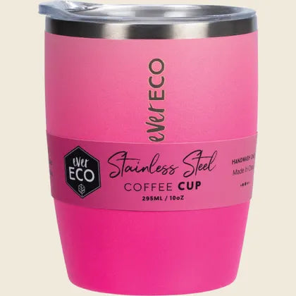 Ever Eco Insulated Stainless Steel Tumbler Coffee Cup Hot or Cold drinks - Rise Pink 295ml