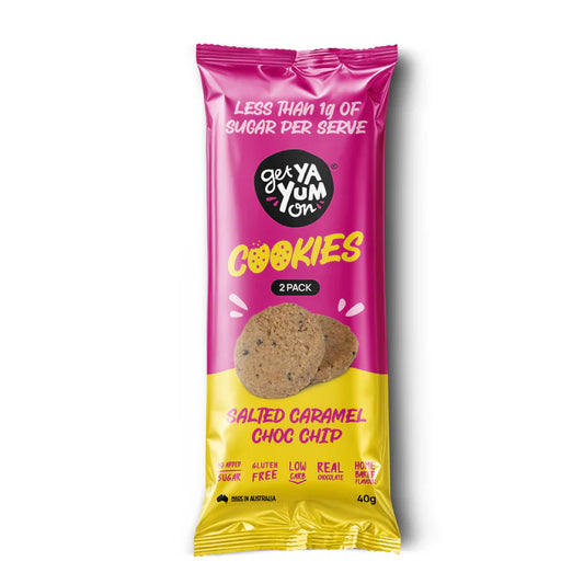 Get Ya Yum On BIGGER Cookies Salted Caramel Choc Chip - 2 PACK SINGLE SERVE 40g