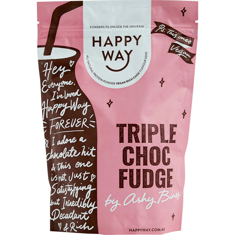 HAPPY WAY Ashy Bines Vegan Protein Powder Triple Choc Fudge 500g