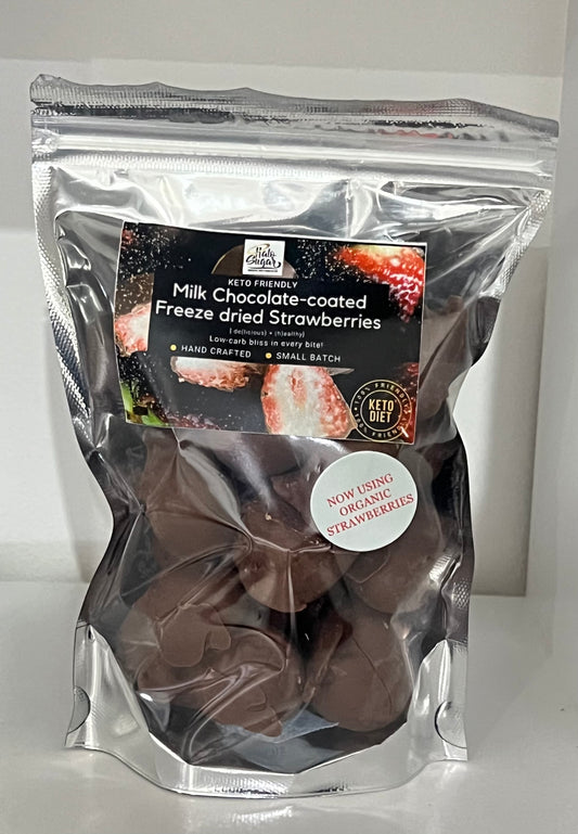 Handcrafted Keto Milk Chocolate - Coated ORGANIC Freeze Dried Strawberries 150g BACK & BETTER