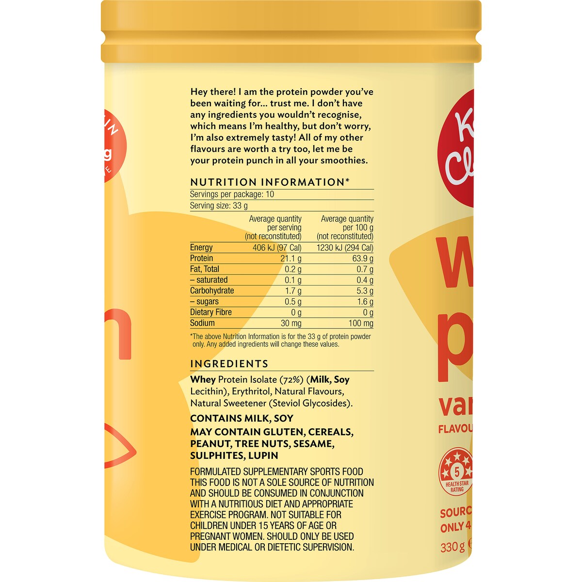 Keep It Cleaner Whey Protein Vanilla Flavour 330g