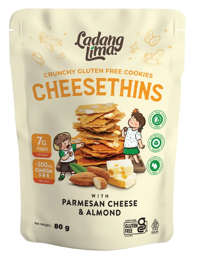 Ladang Lima Cheesethins Gluten Free Parmesan Cheese & Almond Thins Crackers 80g