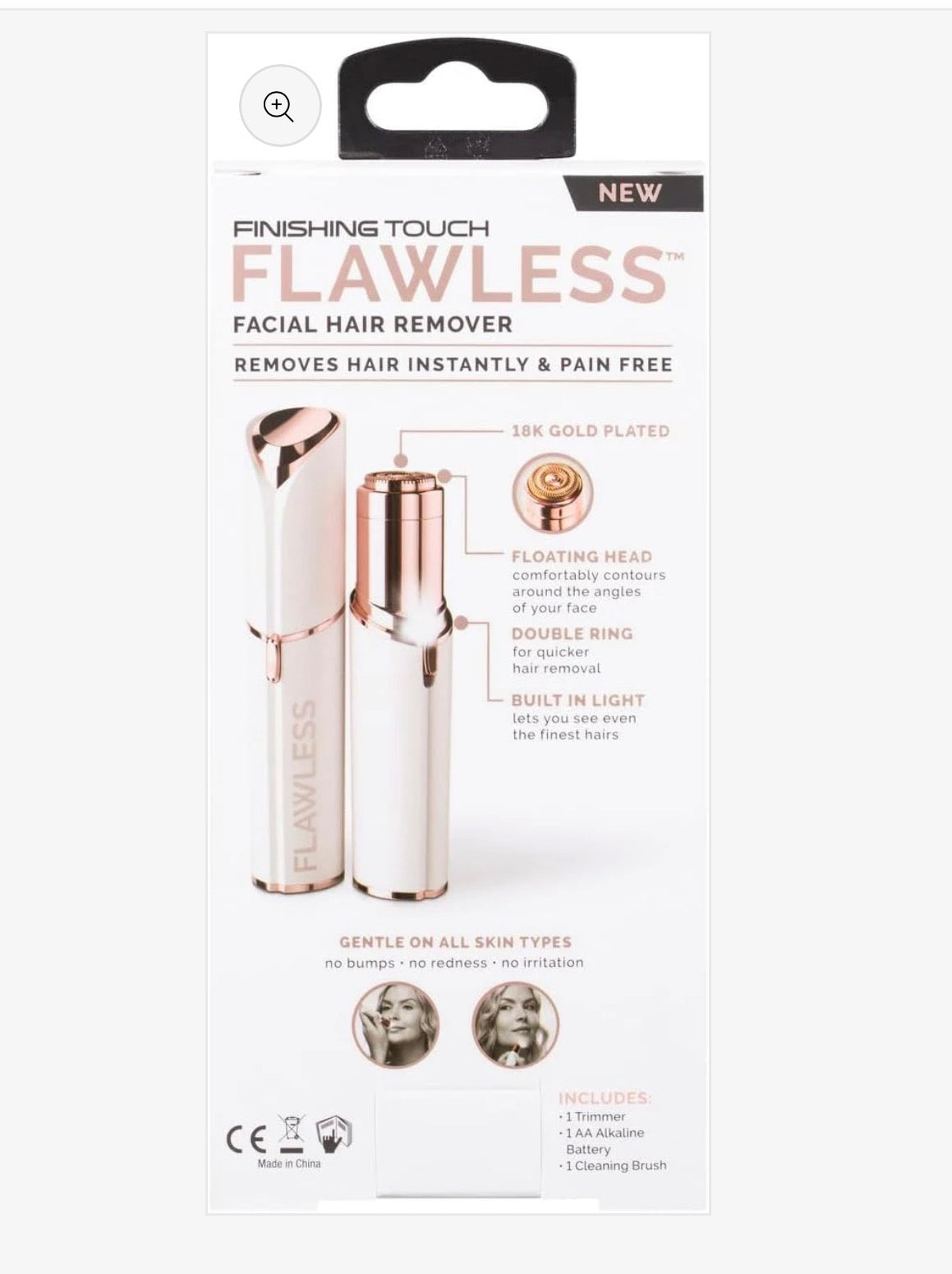 Finishing Touch Facial Hair remover - Battery operated Hair Removal - White