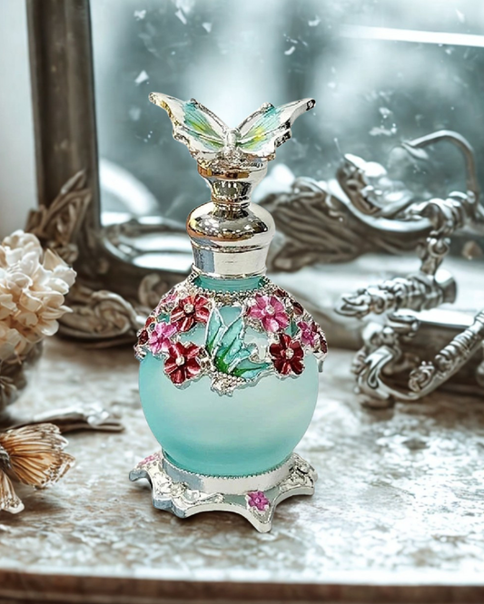 Exquisite Blue Butterfly Oil Perfume Glass Bottle 15ml - Great for gifting