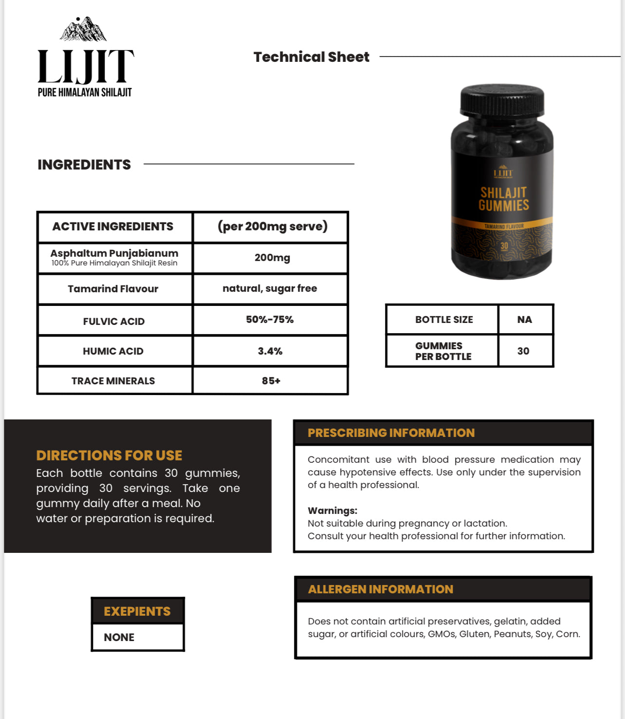 Lijit Shilajit Gummies - Tamarind Flavour - 30 Sugar free Gummies