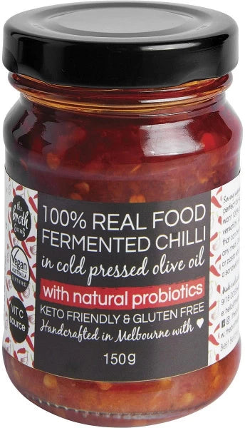 The Broth Sisters Fermented Chilli in Cold Pressed Olive Oil + Probiotics
150g