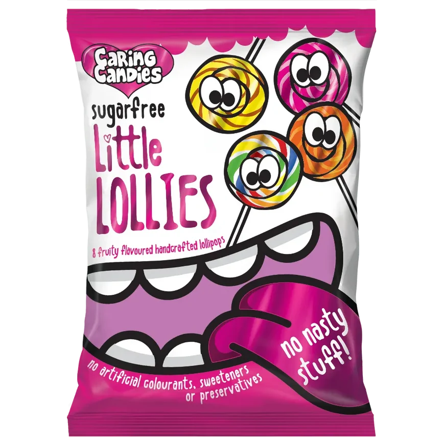 Caring Candies Sugar Free Lollipops 80g  | 8 HANDCRAFTED LOLLIPOPS