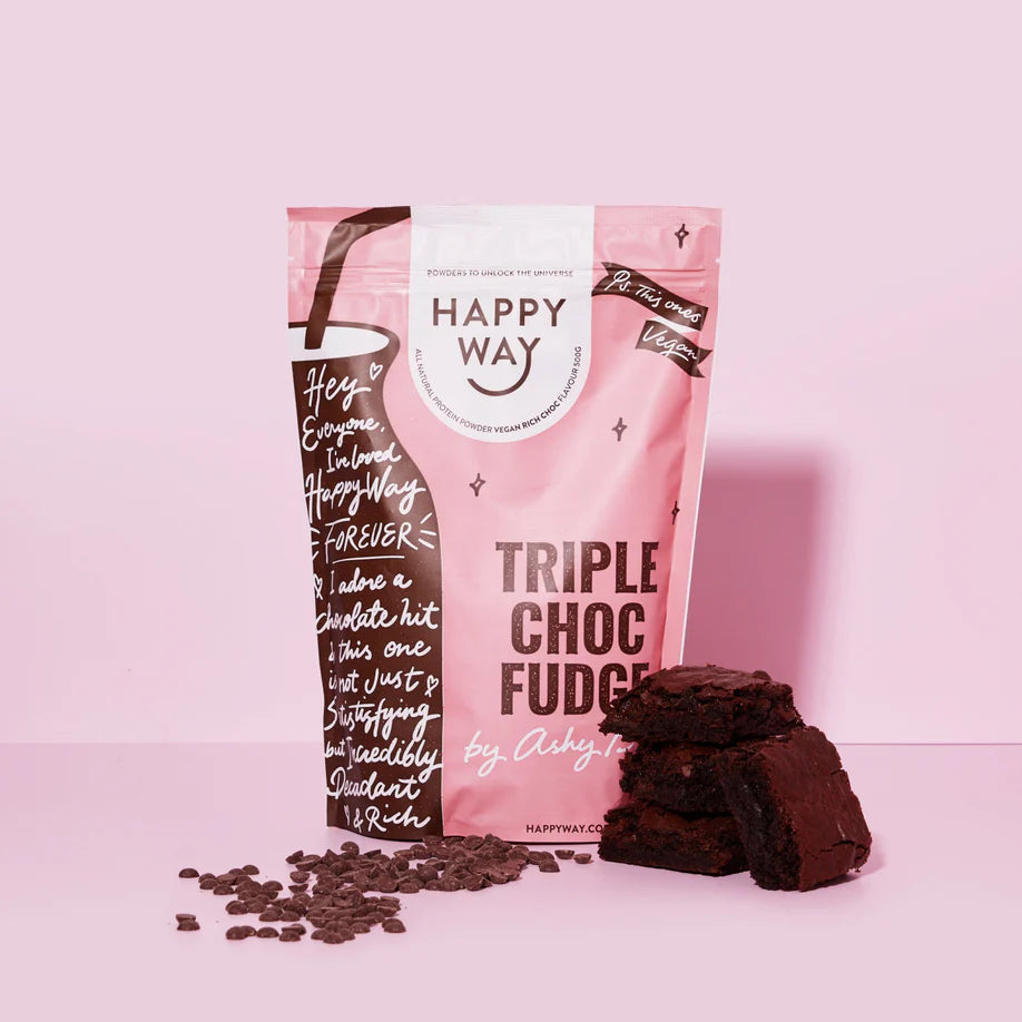 HAPPY WAY Ashy Bines Vegan Protein Powder Triple Choc Fudge 500g