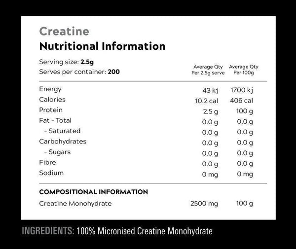 SWITCH NUTRITION CREATINE MONOHYDRATE (MICRONIZED) 500g 200 serves