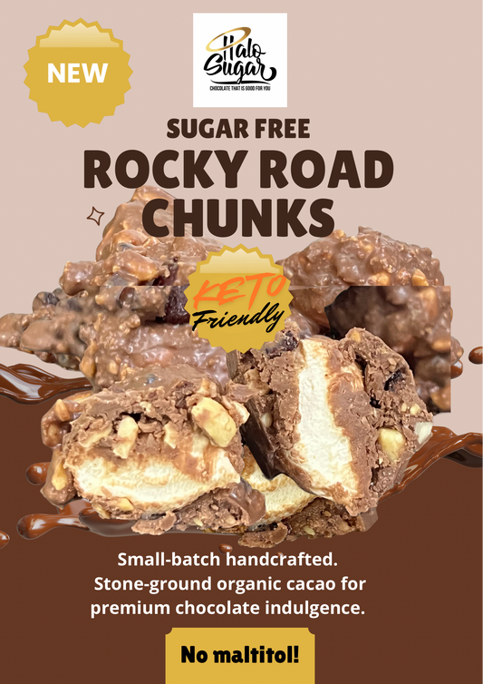 NEW Halo Sugar Keto Milk Chocolate - Hand Crafted Rocky Road Chunks 115g