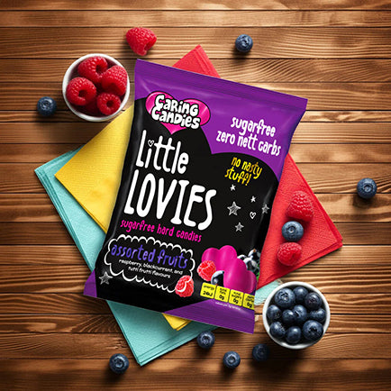 Caring Candies Little Lovies Sugar-Free Sweets | ASSORTED FRUITS | 100g