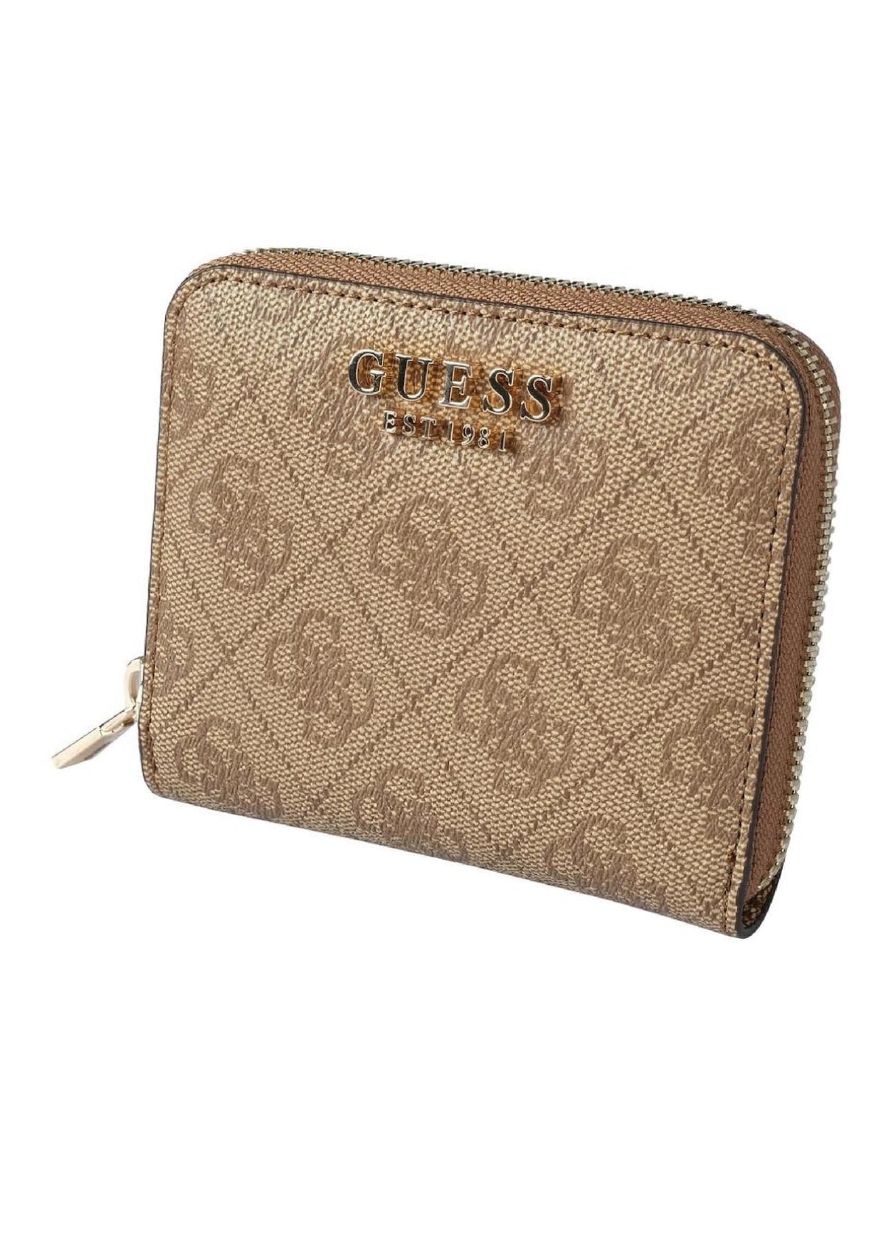 Guess Women's Laurel Small Zip Around Wallet Latte Logo