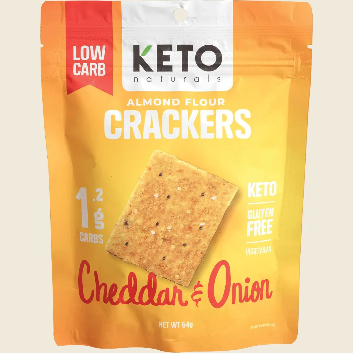 Keto Naturals Almond Flour Crackers Cheddar & Onion 64g