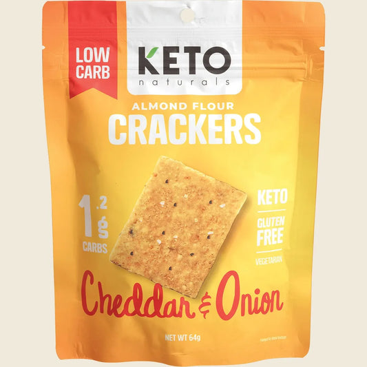 Keto Naturals Almond Flour Crackers Cheddar & Onion 64g