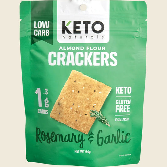 Keto Naturals Almond Flour Crackers Rosemary & Garlic 64g