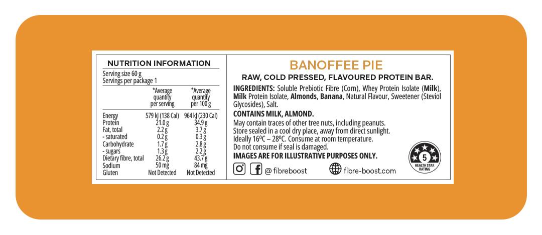 Fibre Boost Cold Pressed Protein Bar - Banoffee Pie