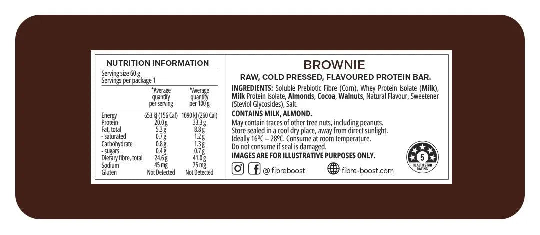 Fibre Boost Cold Pressed Protein Bar - Brownie