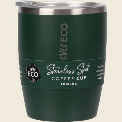 Ever Eco Insulated Stainless Steel Tumbler Coffee Cup Hot or Cold drinks - Forest Green 295ml