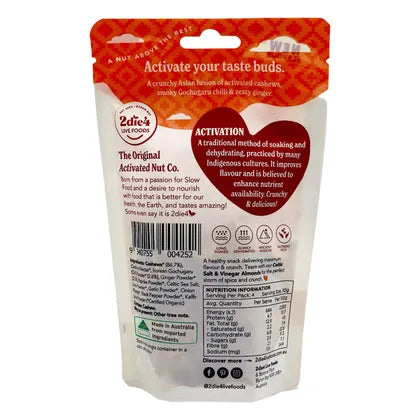 2die4 Live Foods Organic Activated Korean Chilli & Ginger Cashews 120g