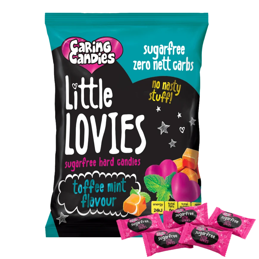 Caring Candies Little Lovies Sugar-Free Sweets | TOFFEE MINT | 100g