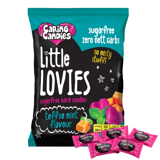 Caring Candies Little Lovies Sugar-Free Sweets | TOFFEE MINT | 100g