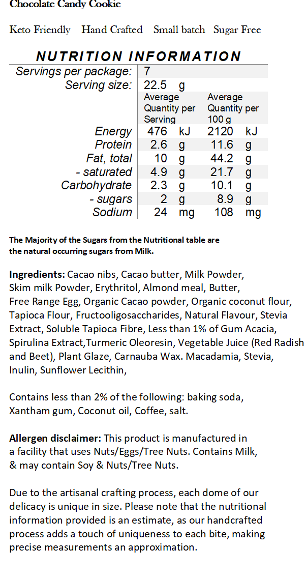 Handcrafted Keto Milk Chocolate - Candy Chocolate Cookies 160g
