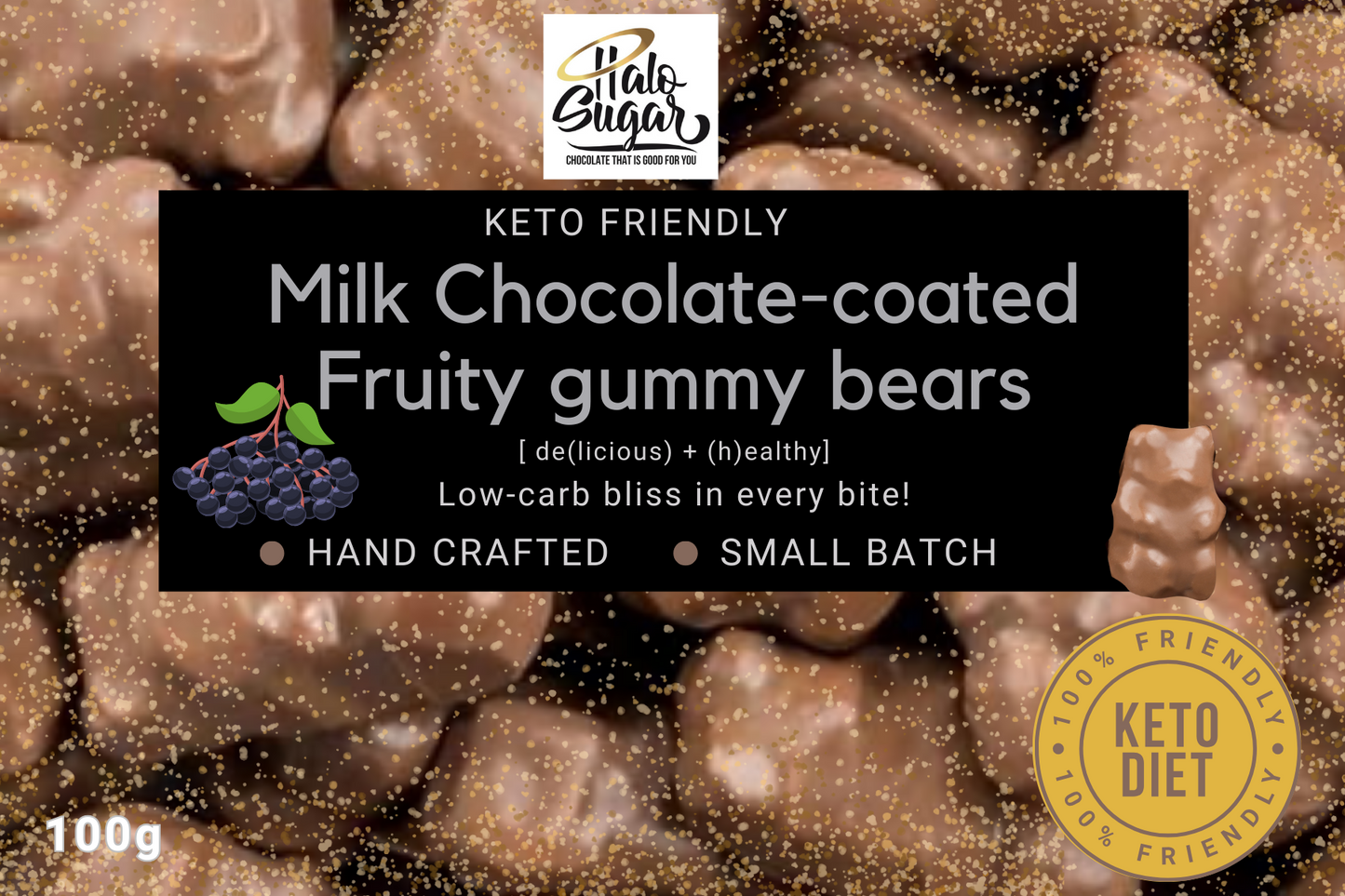 Handcrafted Keto Milk Chocolate - Chocolate Coated Fruity Gummy Bears