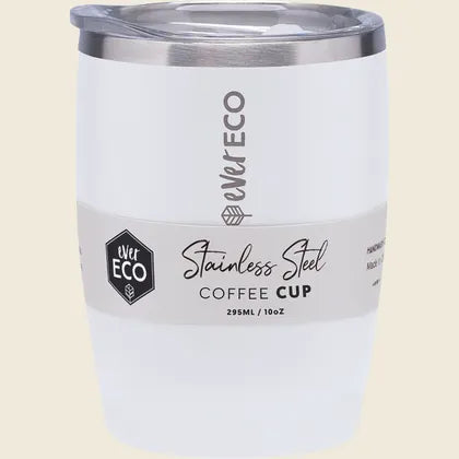 Ever Eco Insulated Stainless Steel Tumbler Coffee Cup Hot or Cold drinks - Cloud White 295ml