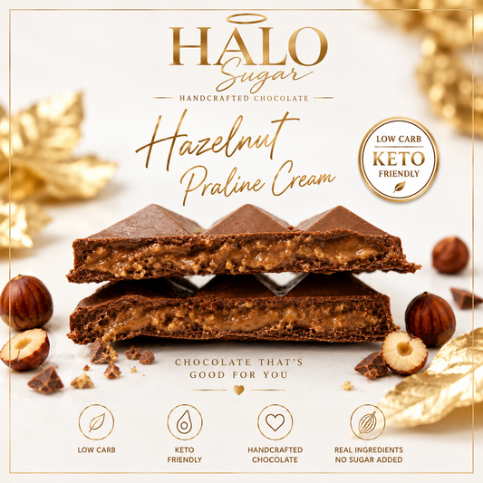 PRE-ORDER NEW! Halo Sugar - Sugar Free Milk Chocolate - Hazelnut Praline Cream 90g